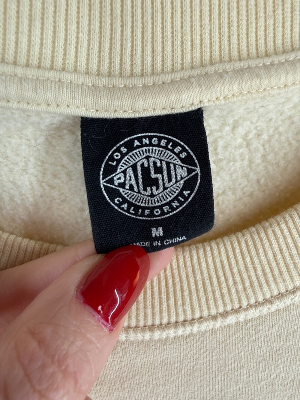 Pacsun Victoria Beach Crew Neck Cotton Blend Sweatshirt Top - Medium - Cream - Picture 15 of 17